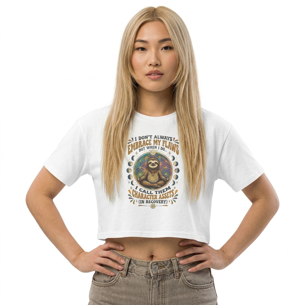 Grumpy Sloth Recovery Crop Tee | Funny Sarcastic Sobriety Shirt