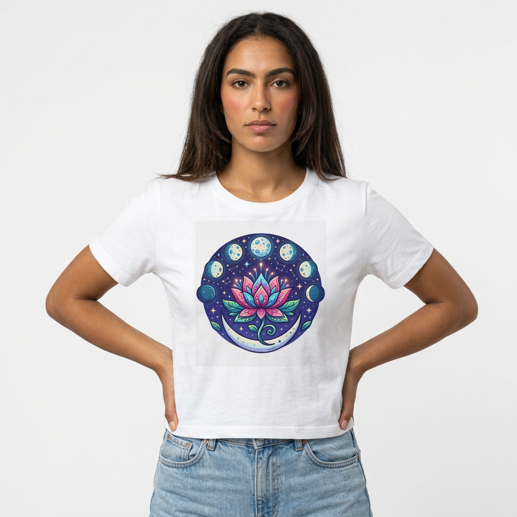 Lotus Moon Phases Baby Tee | Floral Moon Cycle Toddler Shirt
