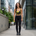 Gold Snake Skin Pattern Sports Bra | Yellow Black Reptile Print, Halloween, Burning Man, Dead, Festival top, Coachella top, Concert gear