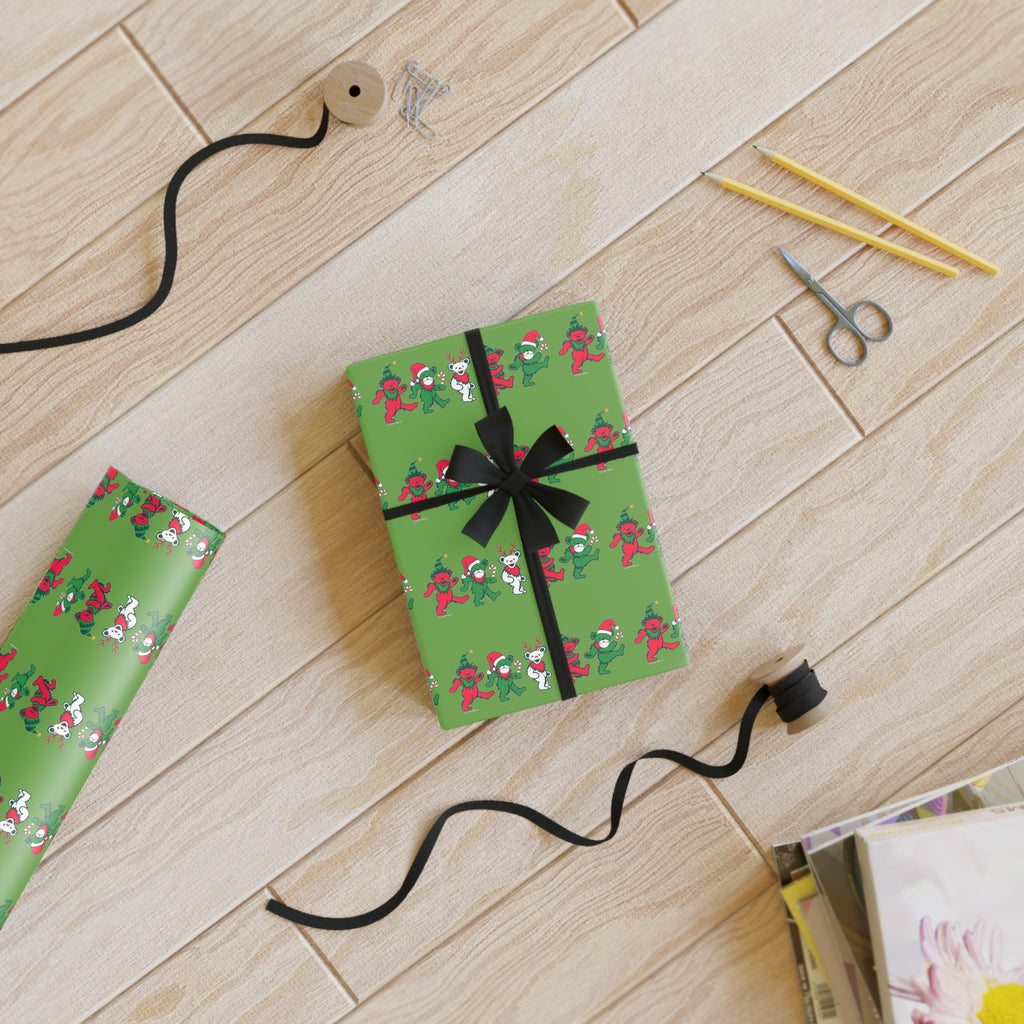 Wrapping Paper, Grateful Dead Christmas Bears, Holiday Gift Wrap Roll, Festive Gift Wrapping, Unique Wrapping Paper, Music Lover Gift Wrap,