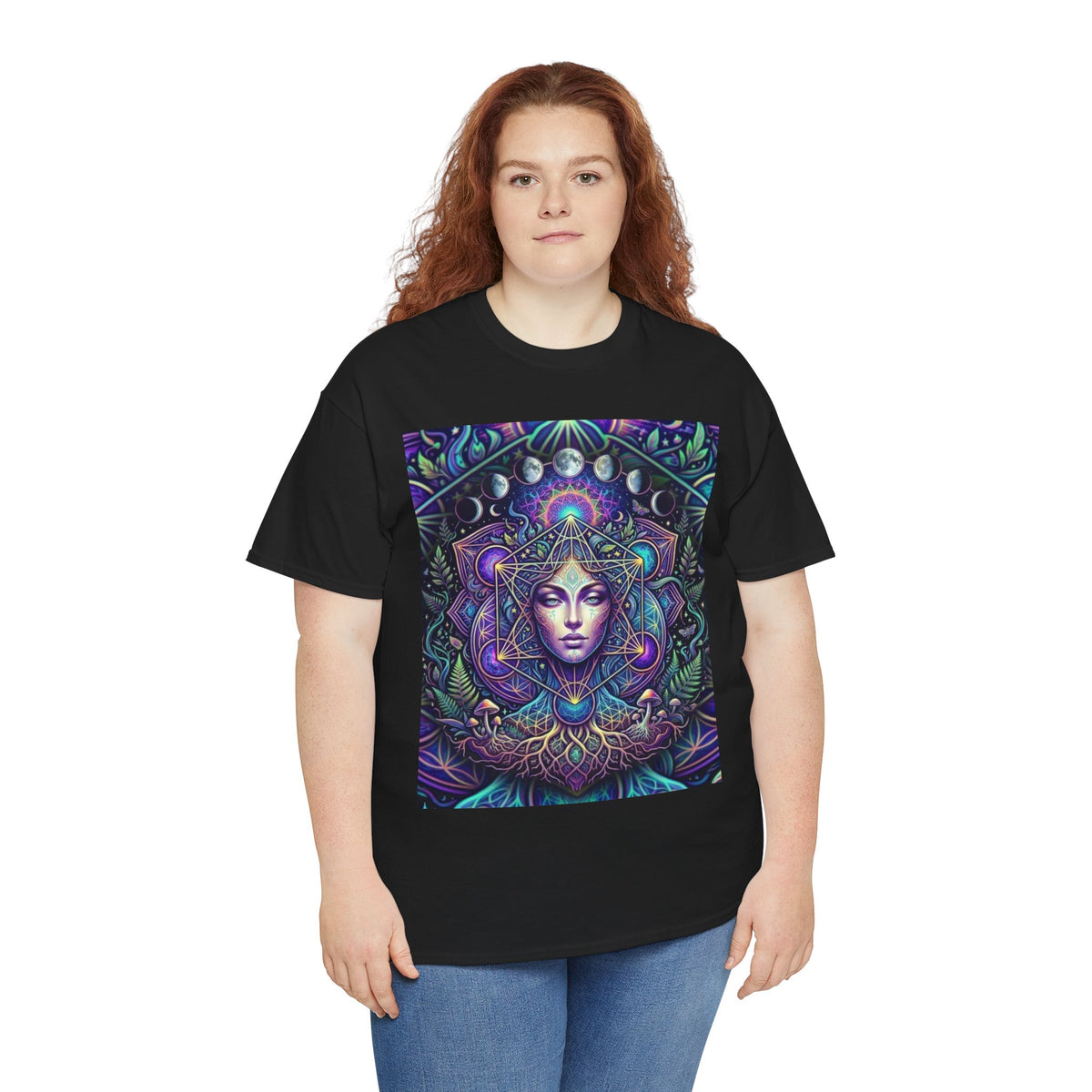 Mystic Goddess Mandala Tee | Psychedelic Spiritual Art, Purple Blue