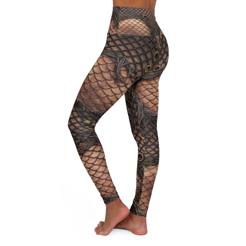 Fishnet Tattoo Pattern Leggings | High Waisted Yoga Leggings, Festival Leggins, Burning Man, EDC, Raver Legging, Deadhead, HippieStyle