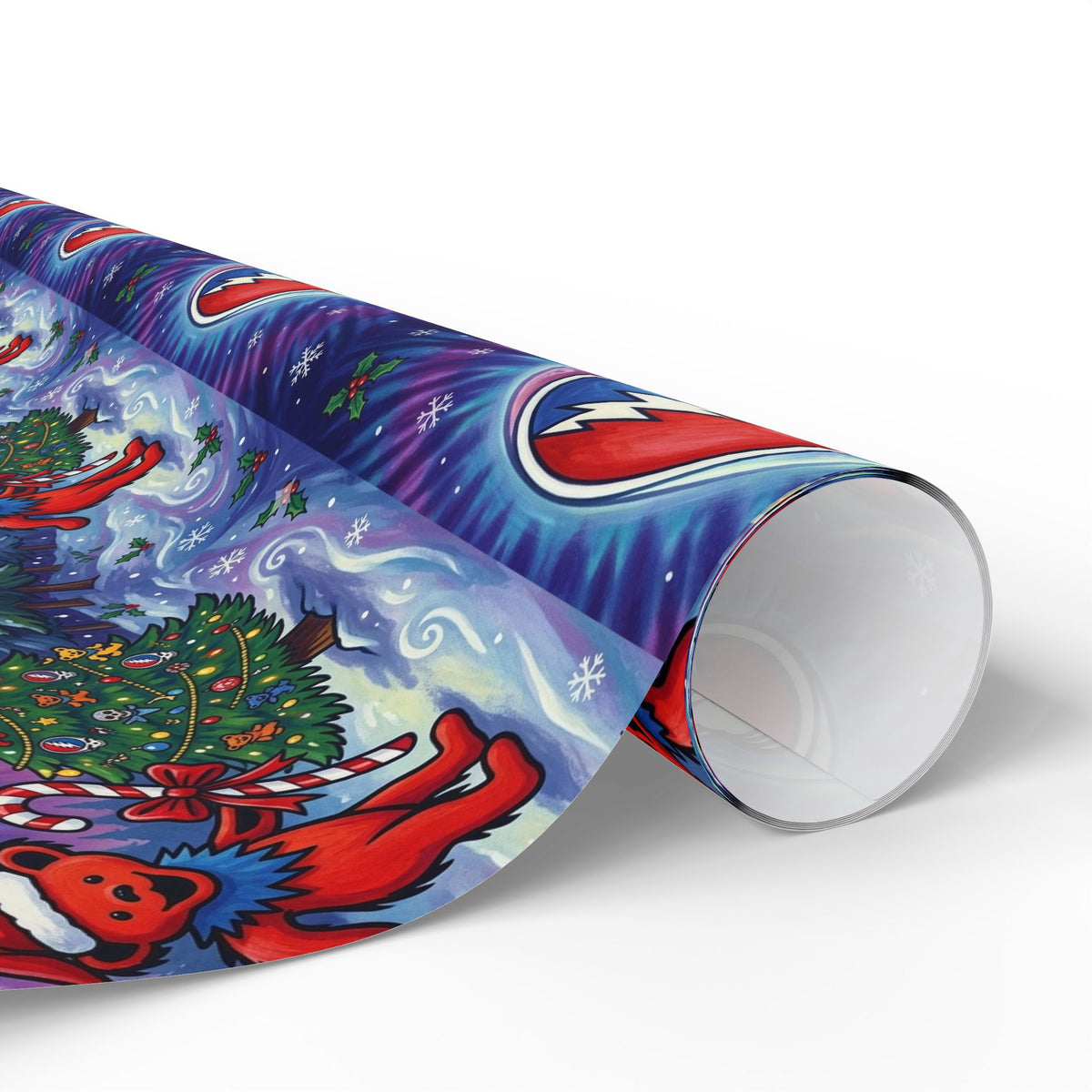 Grateful Dead Dancing Bears Wrapping Paper | Holiday Music Pattern