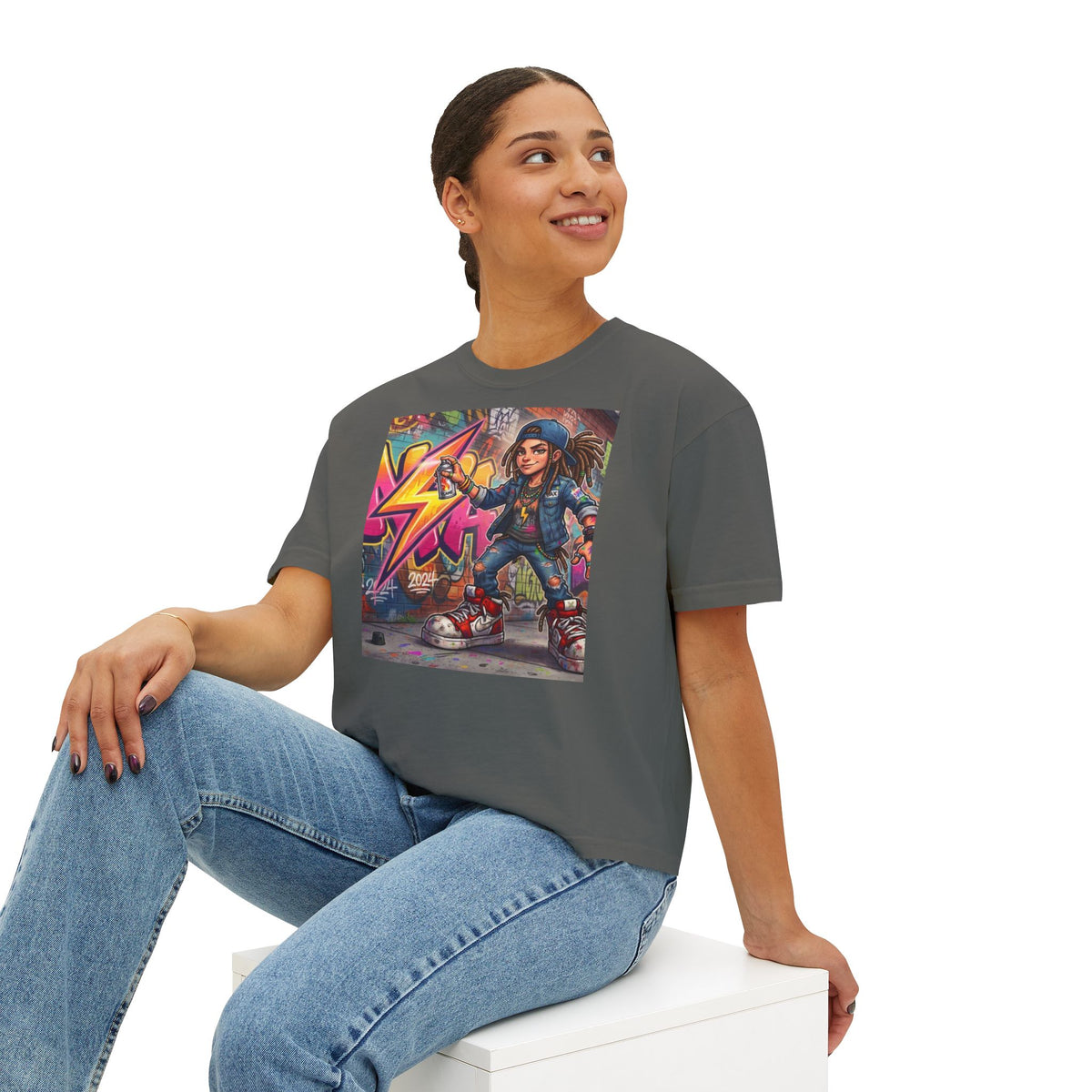 Skateboard Girl Graffiti Skate Tee | Boxy Crop Tee