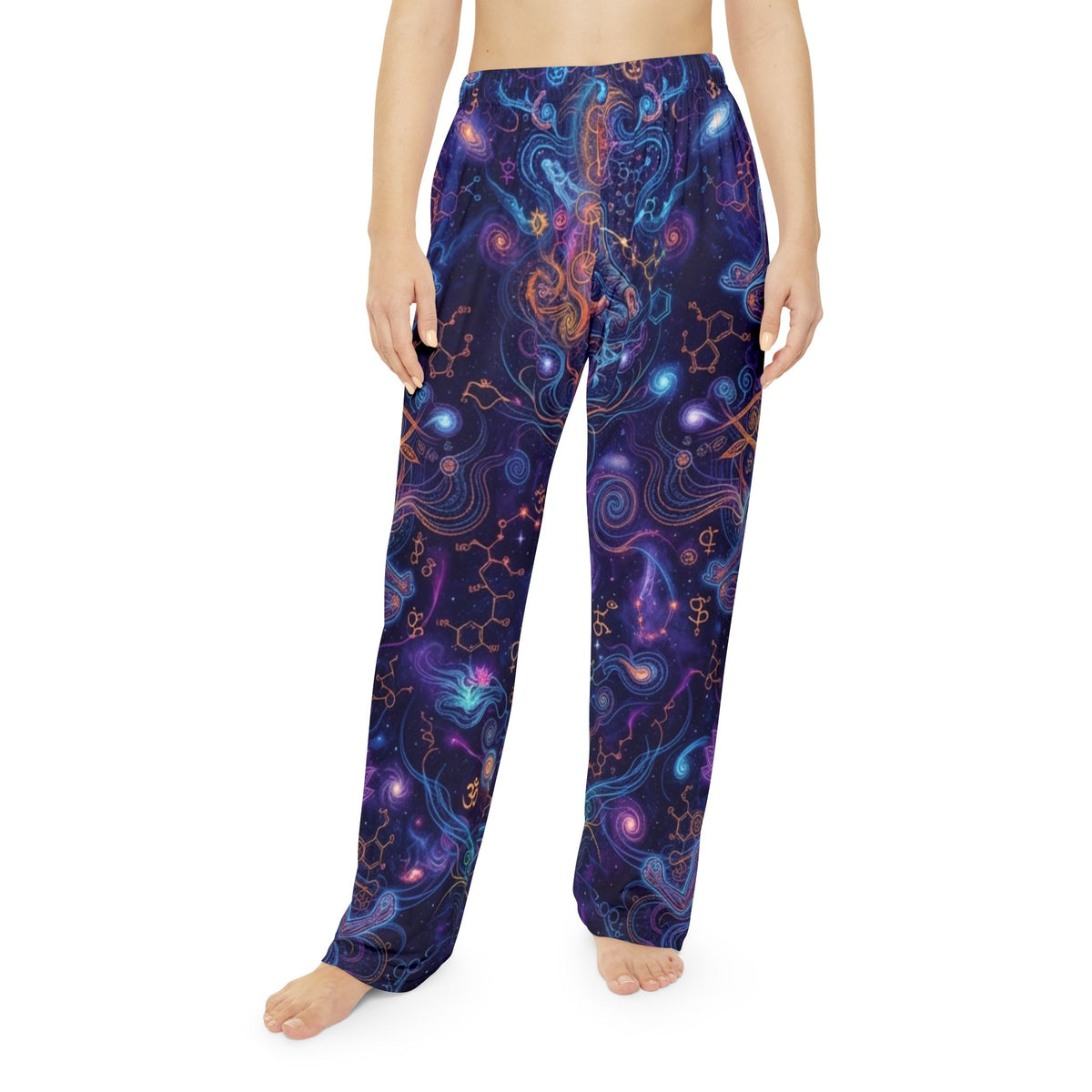 Cosmic Chakra Pattern Pajama Pants | Psychedelic Galaxy Loungewear All Over Print Trippy Sleep Bottoms