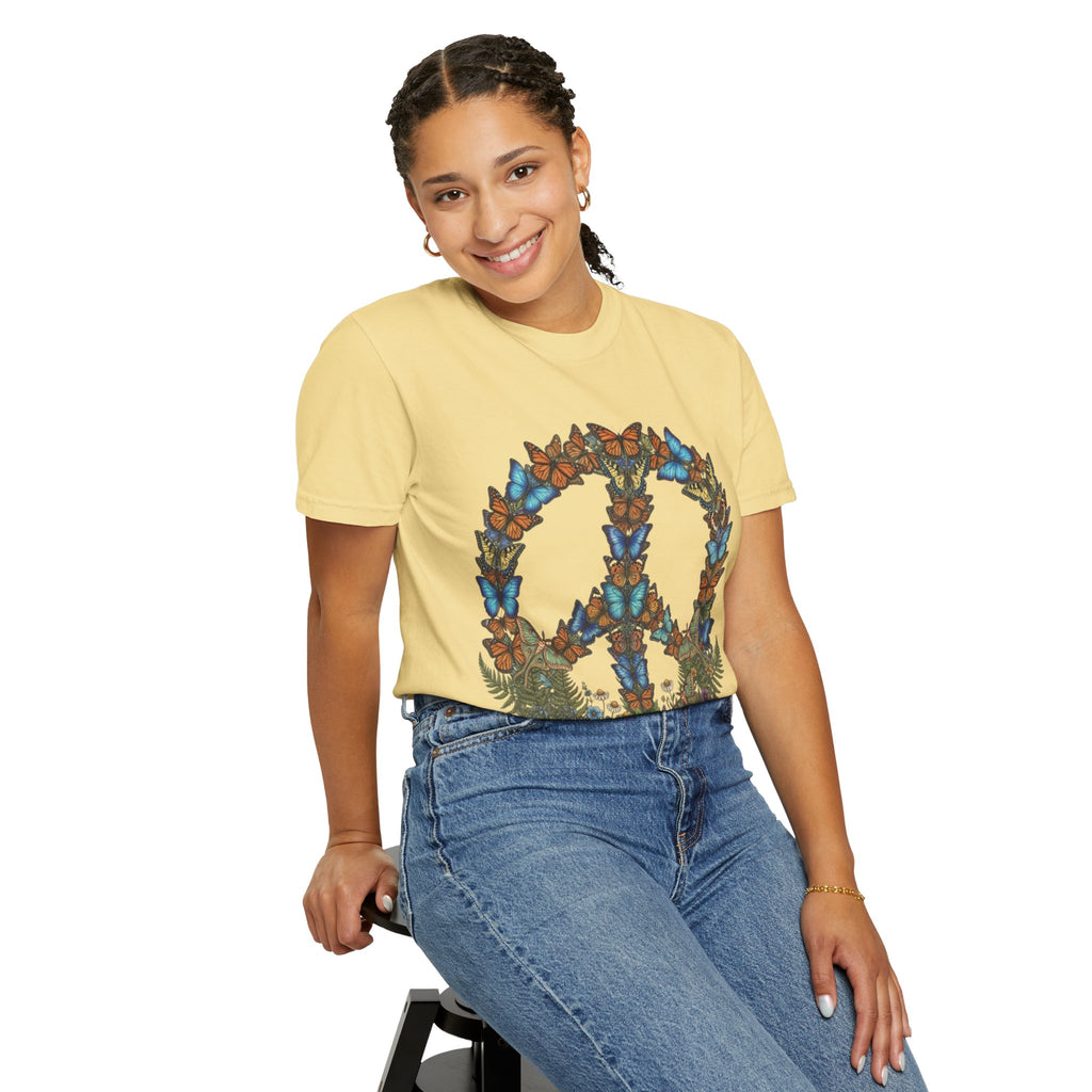 Butterfly Peace Sign T-Shirt | Floral Peace Symbol Tee