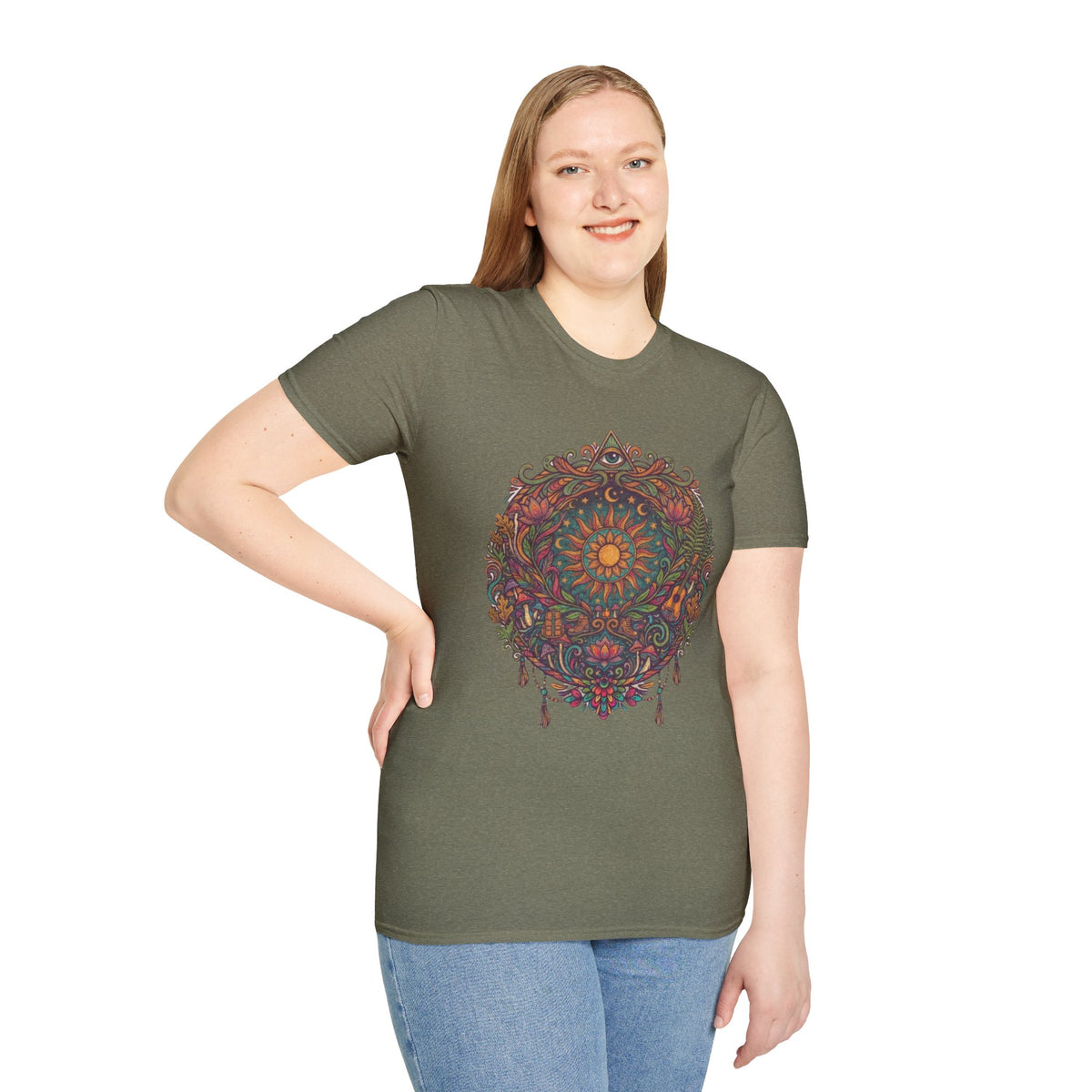Floral Mandala Dreamcatcher T-Shirt | Boho Sunburst Psychedelic Tee