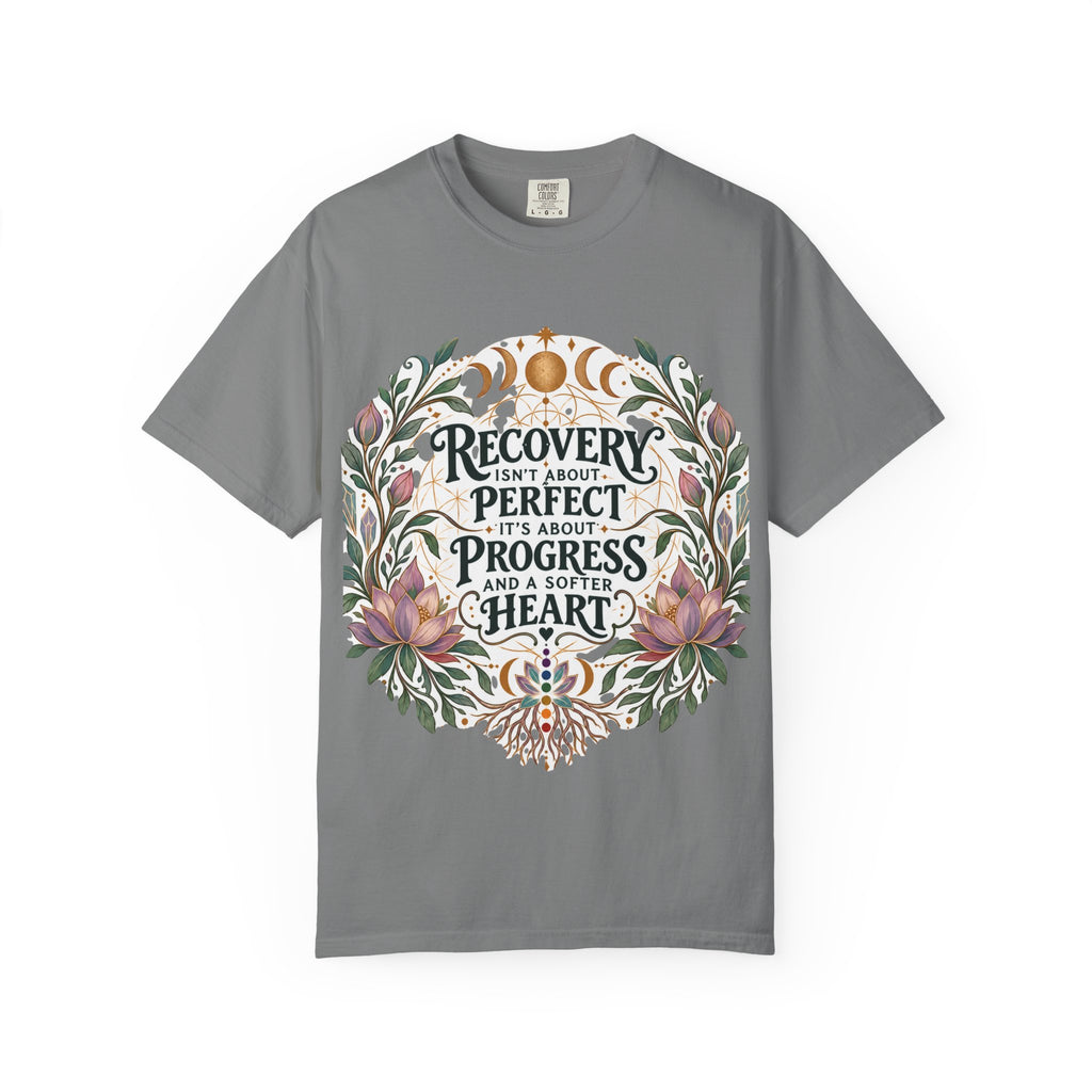 Recovery Progress Floral Typography T-Shirt | Inspirational Slogan Shirt