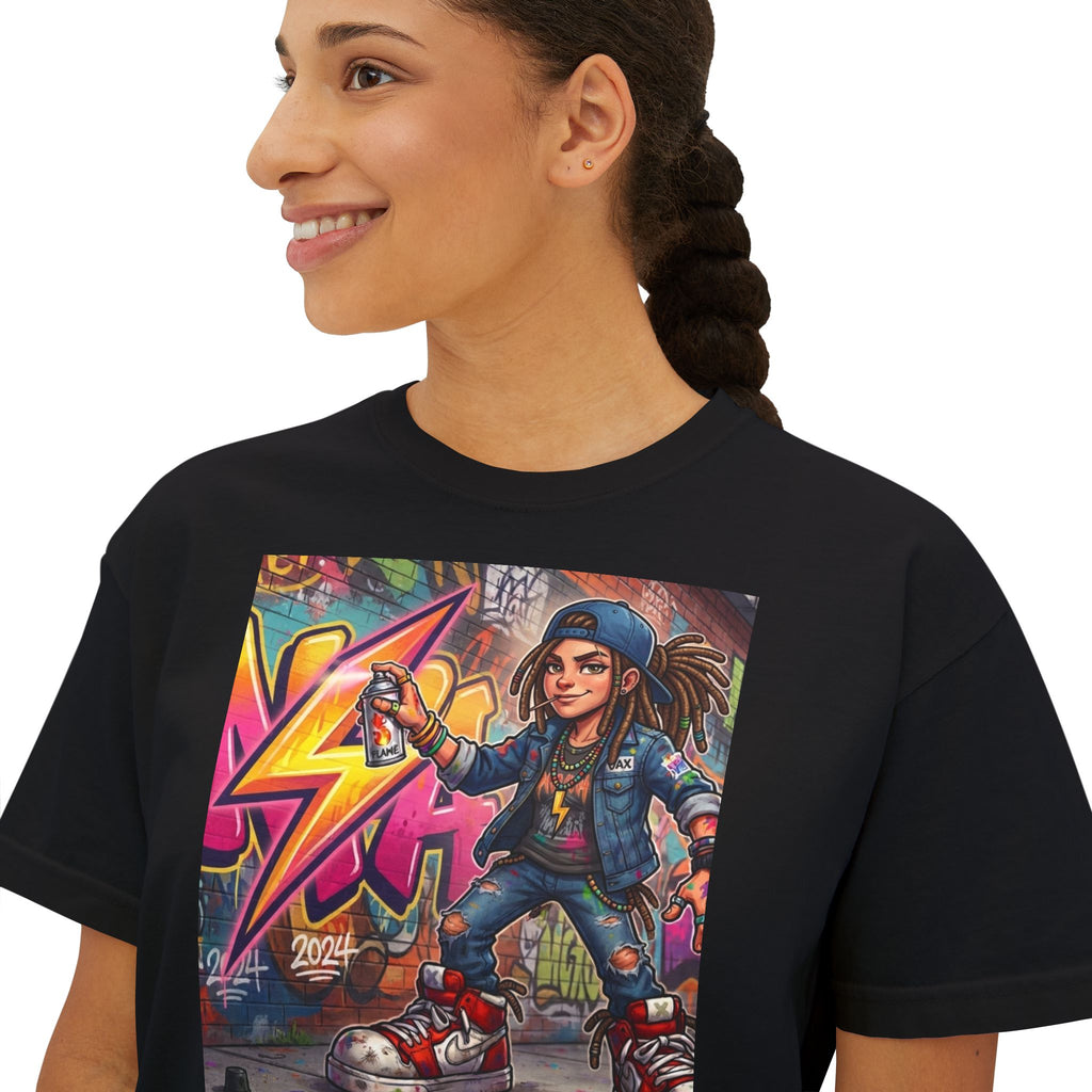 Skateboard Girl Graffiti Skate Tee | Boxy Crop Tee