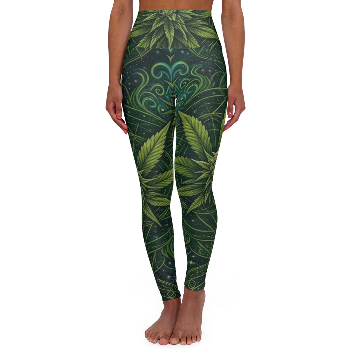 Cannabis High Waisted Yoga Leggings (AOP)