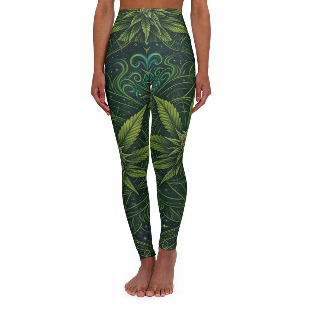Cannabis High Waisted Yoga Leggings (AOP)