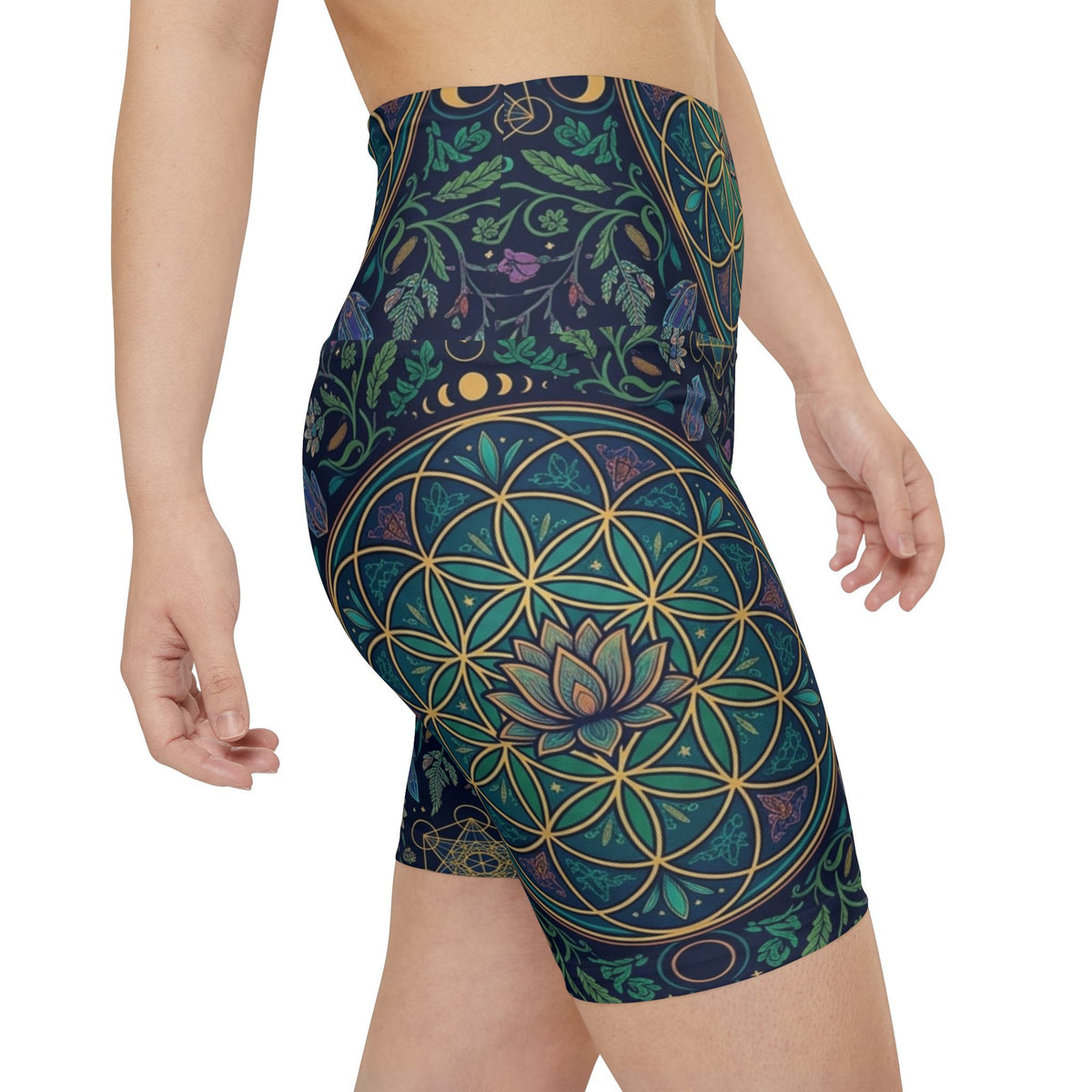 Floral Sacred Geometry Shorts | Women's Workout Shorts