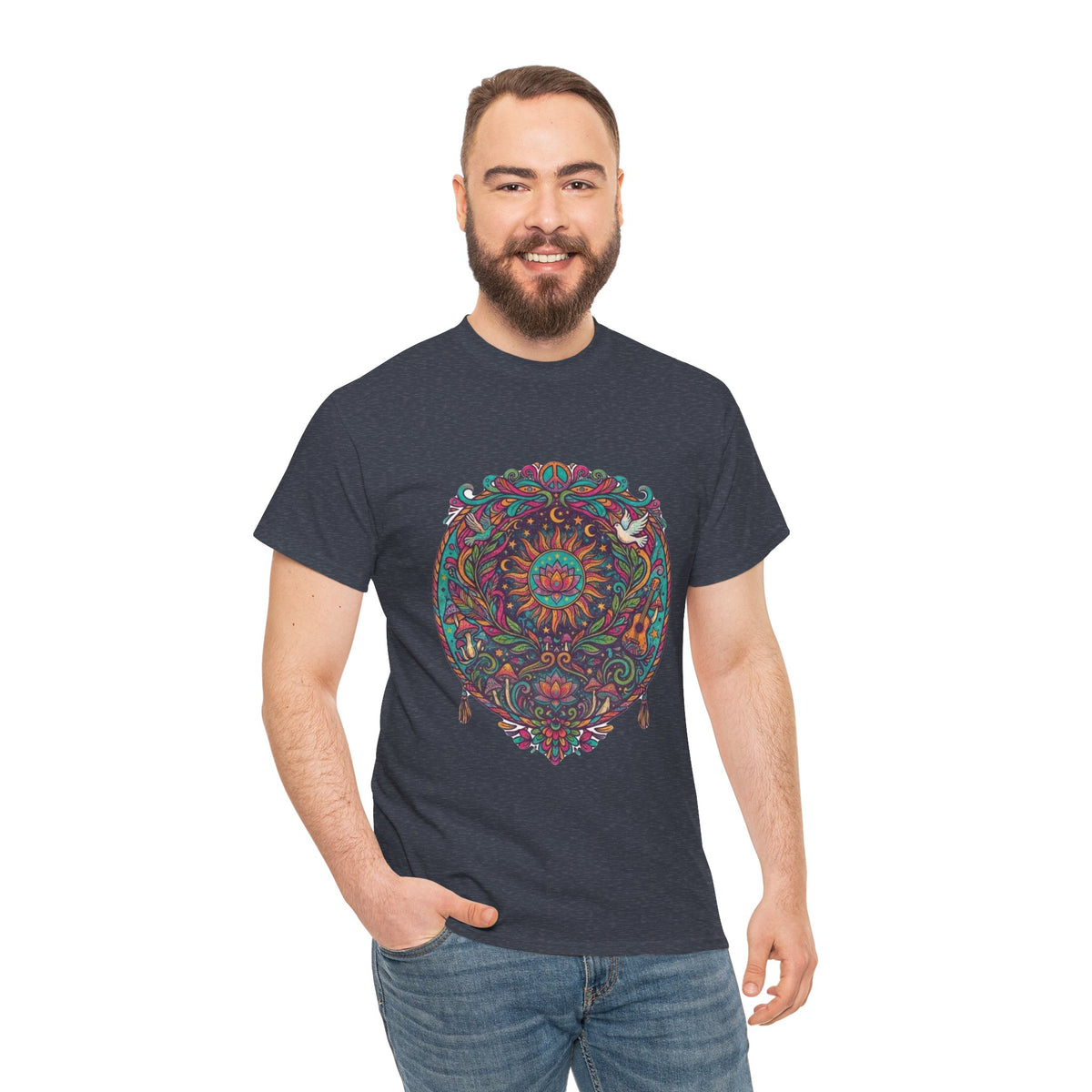 Colorful Floral Mandala T-Shirt | Boho Psychedelic Floral Tee