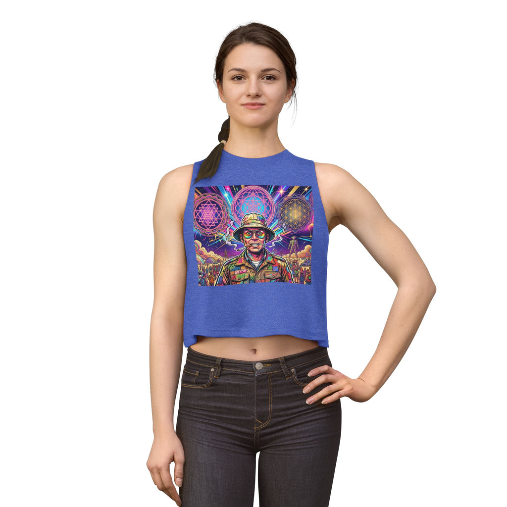 Psychedelic Soldier Portrait Crop Top | Trippy Geometric Art, Hunter S Thomason, Burning Man Style, Deadhead, Tripper style, hippie