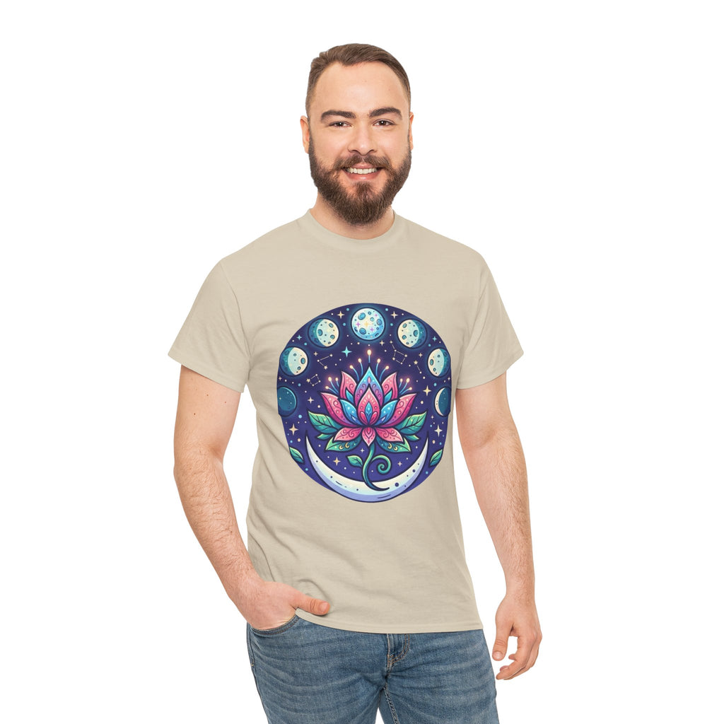 Lotus Moon Phase T-Shirt | Floral Mandala, Celestial Yoga Tee