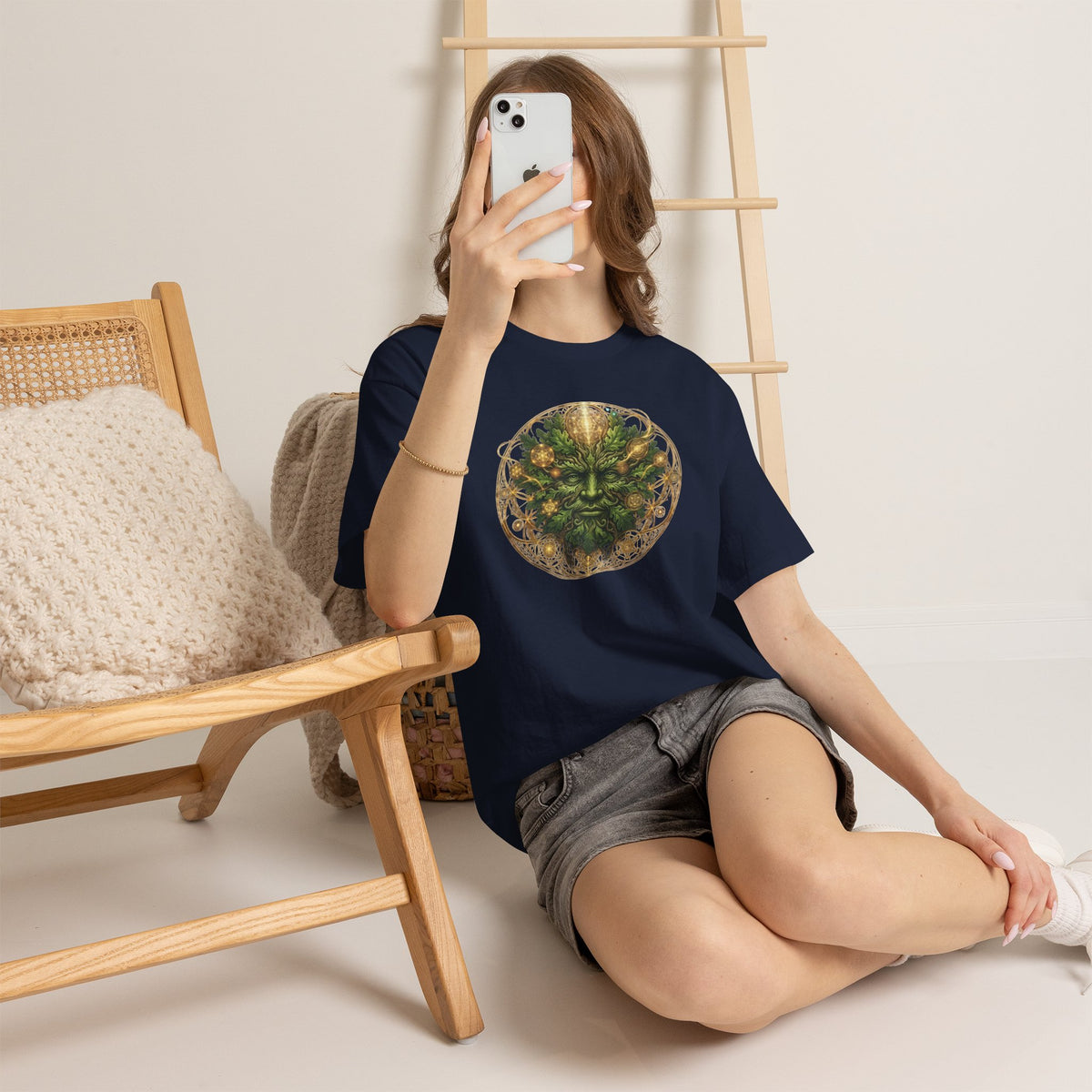 Green Man Face Tee | Celtic Nature Spirit, Burning man festival top, Forest Folklore Shirt
