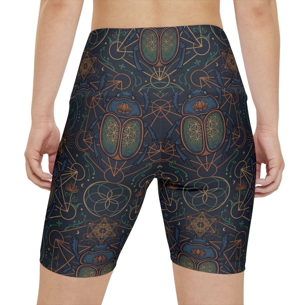 Geometric Scarab Pattern Shorts | Mystic Symmetry Workout Shorts