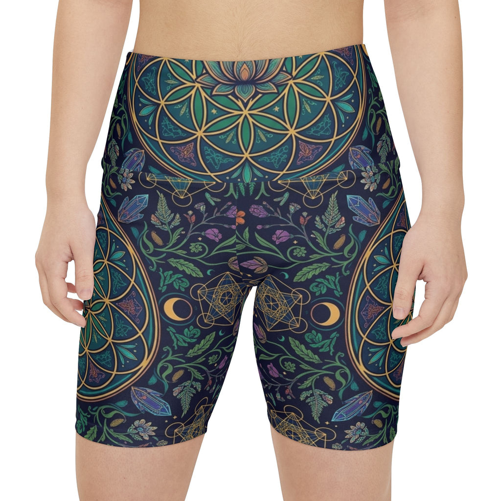 Floral Sacred Geometry Shorts | Women's Workout Shorts