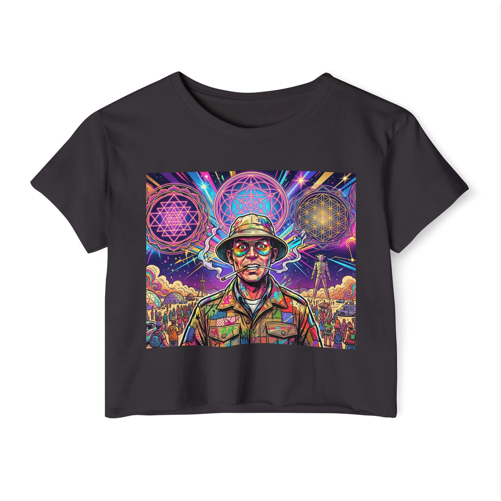 Psychedelic Festival Soldier Crop Top | Trippy Neon Mandalas, Raver Art