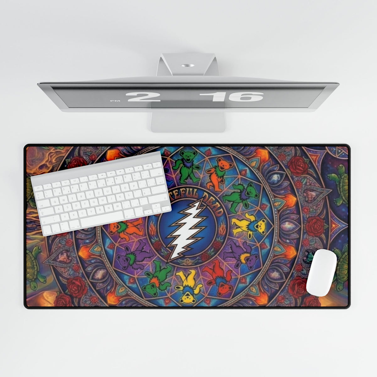 Psychedelic Mandala Grateful Dead Pattern Desk Mat | Colorful Kaleidoscope Mouse Pad