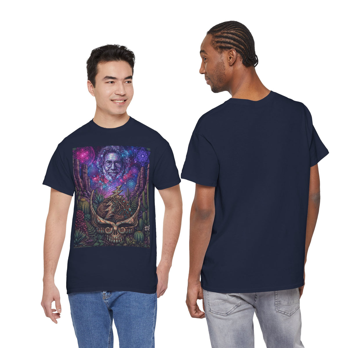 Cosmic Desert Skull Tee | Psychedelic Southwest Nightscape,Deadhead gift