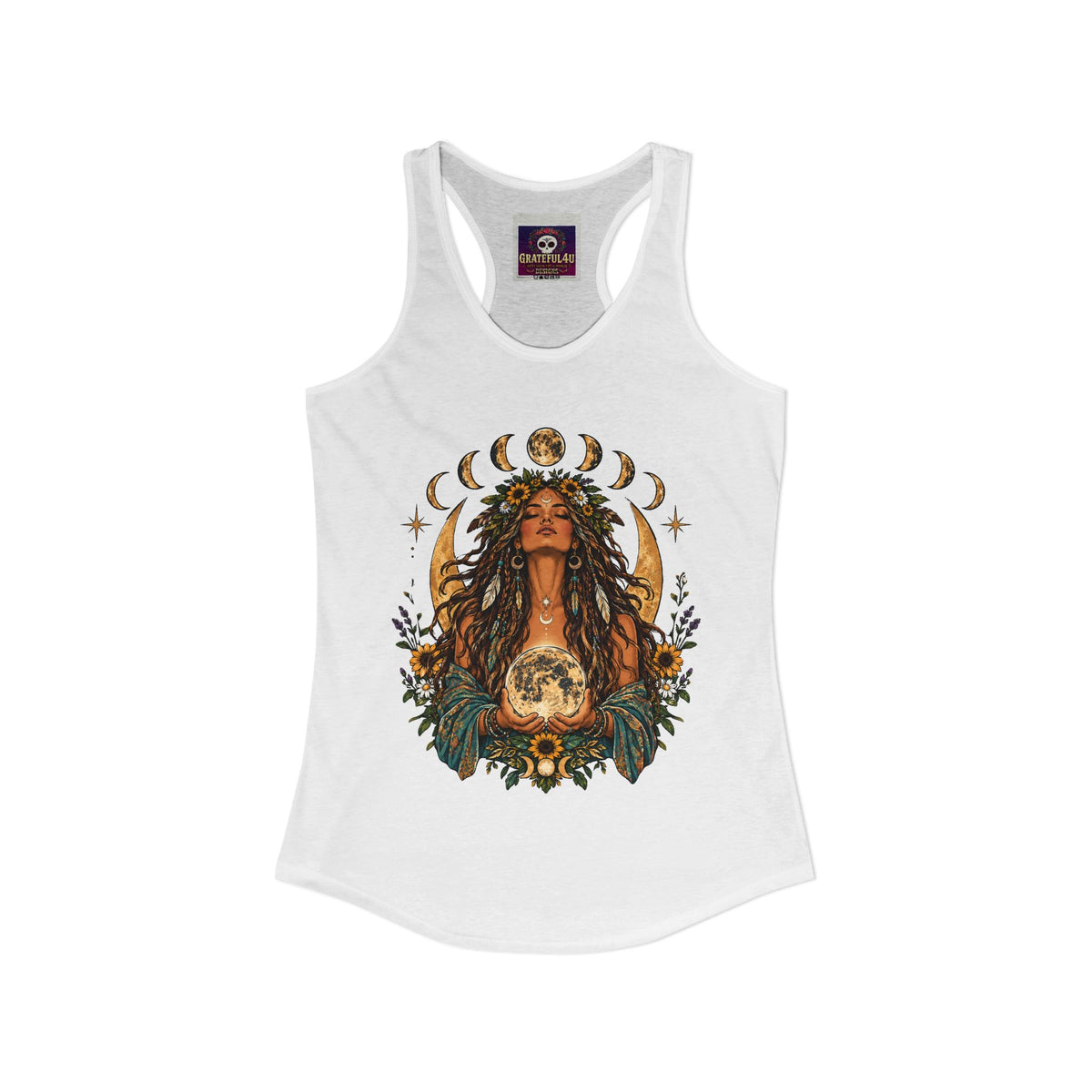 Inner Warrior, Feminine Goddess, Women's Ideal Racerback Tank, Positive Female, Shine Bright, Burning Man, Boho Tank top