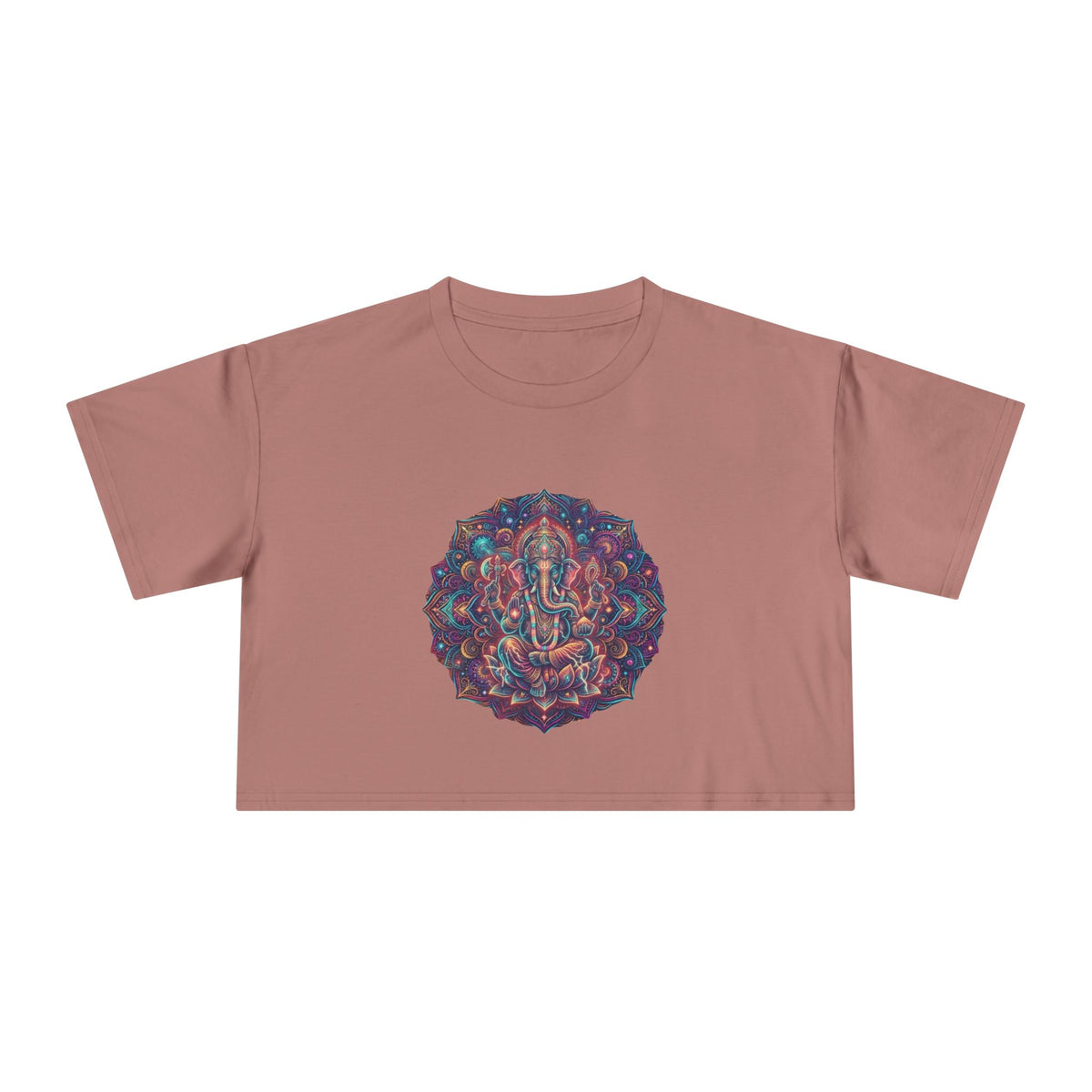 Ganesha Mandala Women's Crop Tee | Hindu Elephant Deity, Spiritual Yoga Top