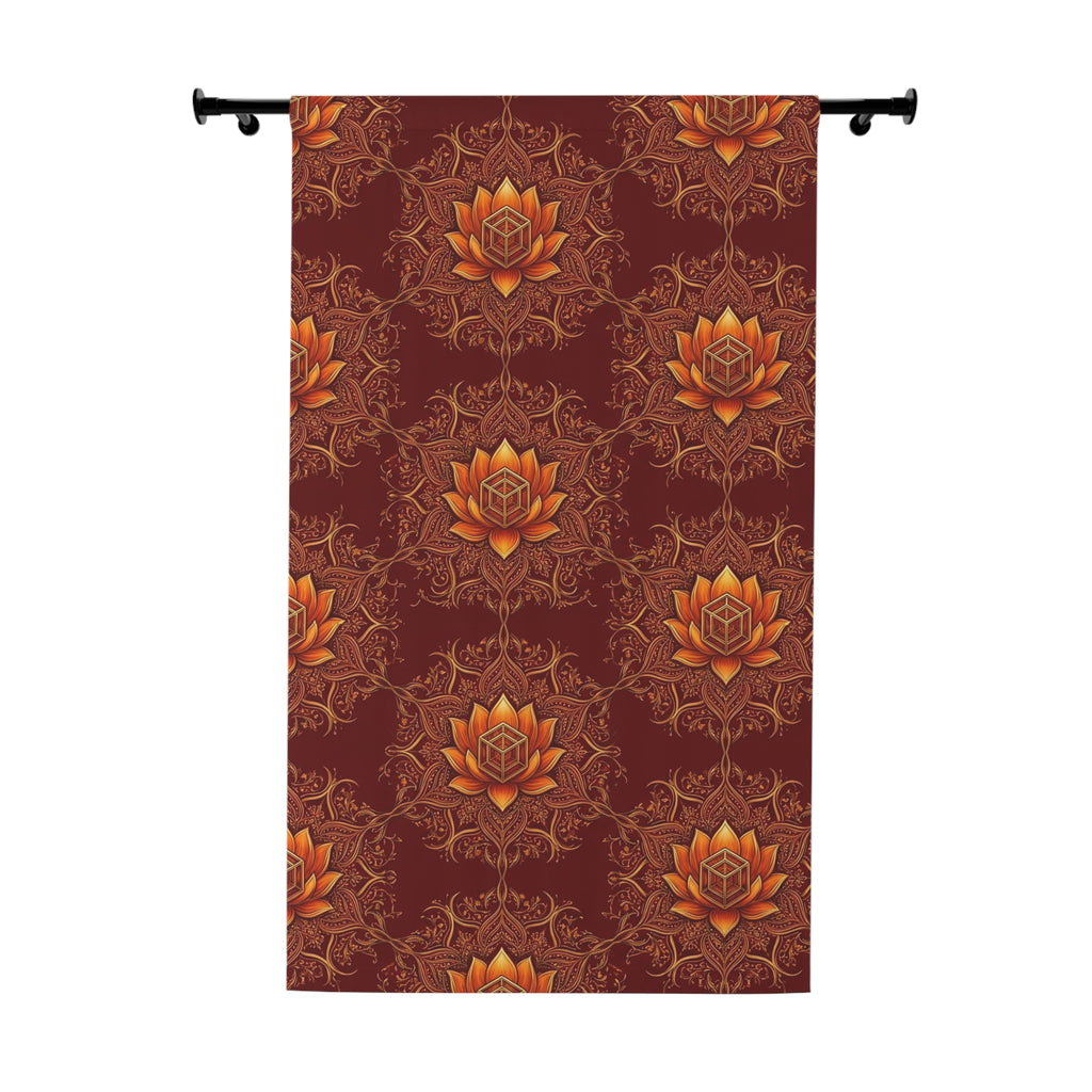 Autumn Lotus Pattern Window Curtain | Floral Boho Curtain Panel