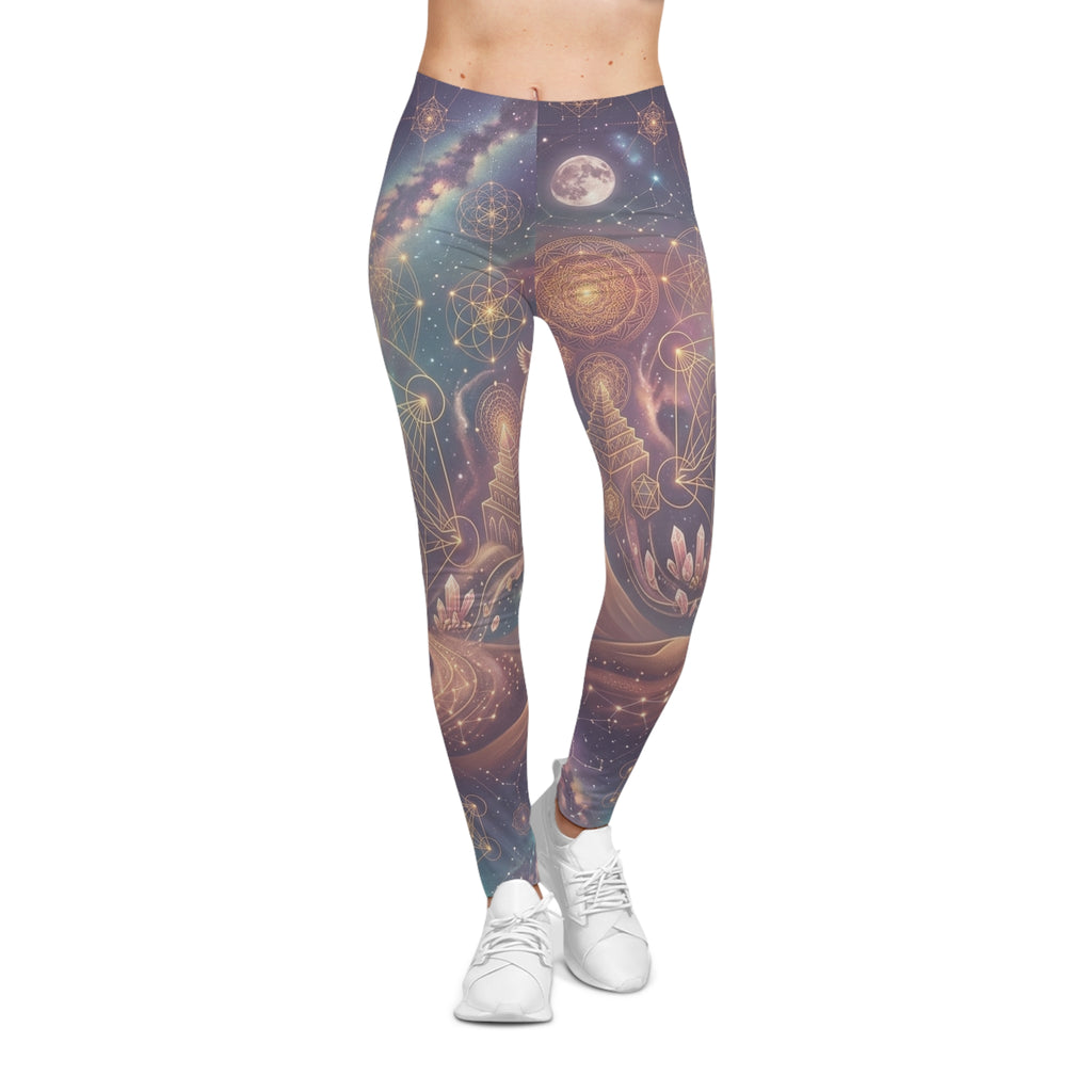 Celestial Sacred Geometry Leggings | Cosmic Moon AOP