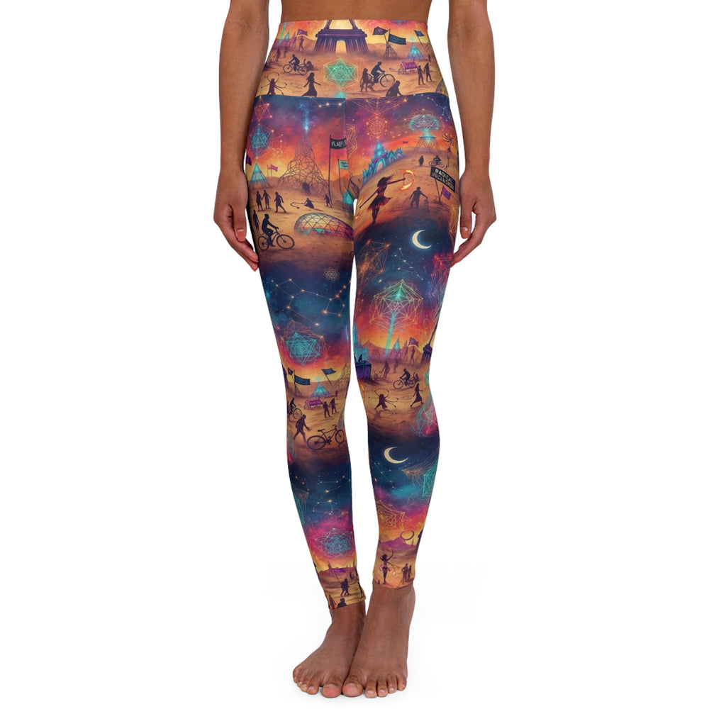 Cosmic Sunset Yoga Leggings | Celestial Moon Stars AOP