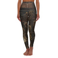 Steampunk Gears Pattern High Waisted Yoga Leggings | Vintage Mechanical Print