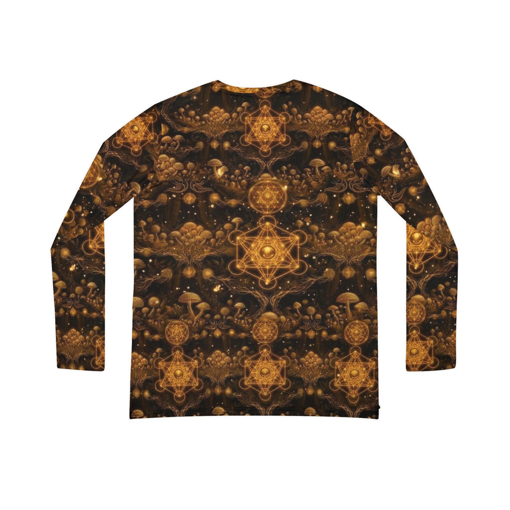 Golden Kaleidoscope Pattern Women's Long Sleeve V-neck Shirt | All-over Print, Burner Gear