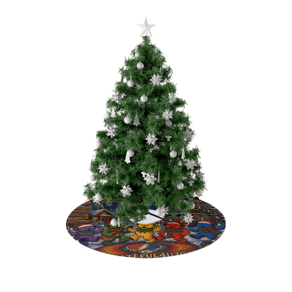 Dancing Bears Holiday Grateful Dead Christmas Tree Skirt | Psychedelic Vintage Van