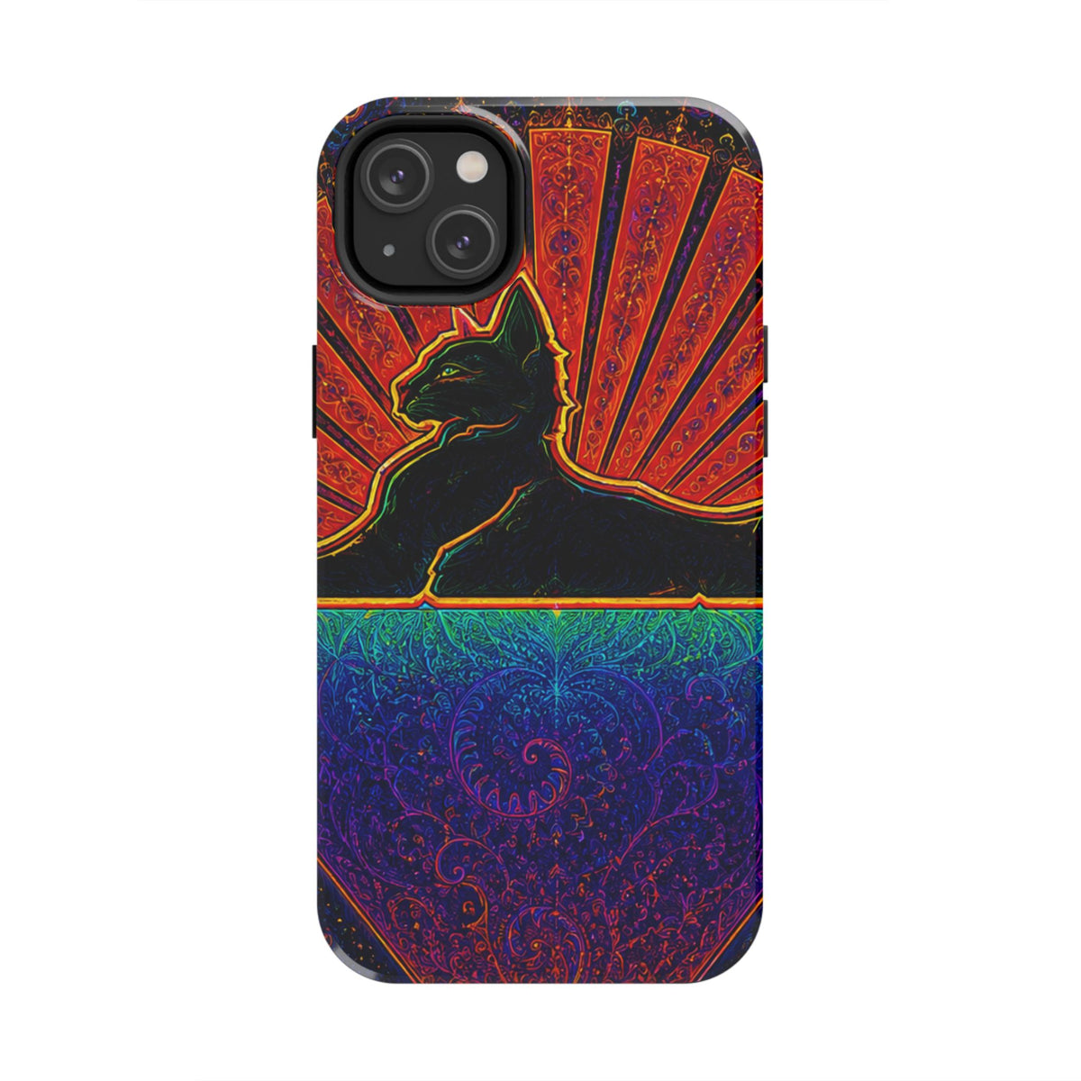 Grateful Dead Cat Sunset Phone Case | Psychedelic Skull, Rainbow Landscape