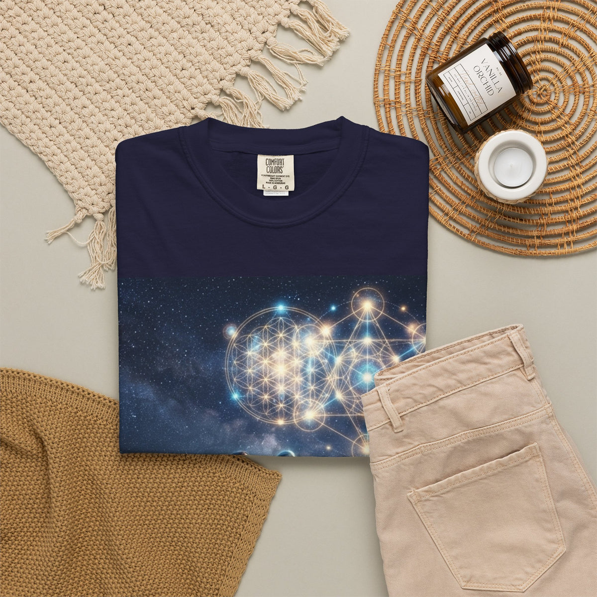 Sacred Geometry Starfolk T-shirt | Astral Couple, Metatron Cube Cosmic Design
