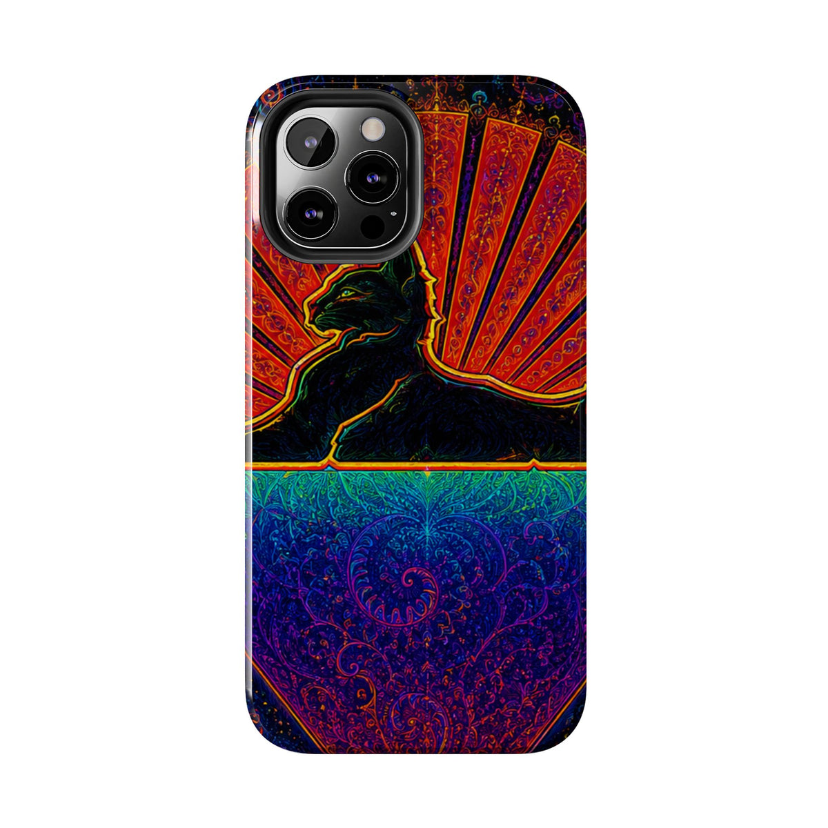 Grateful Dead Cat Sunset Phone Case | Psychedelic Skull, Rainbow Landscape