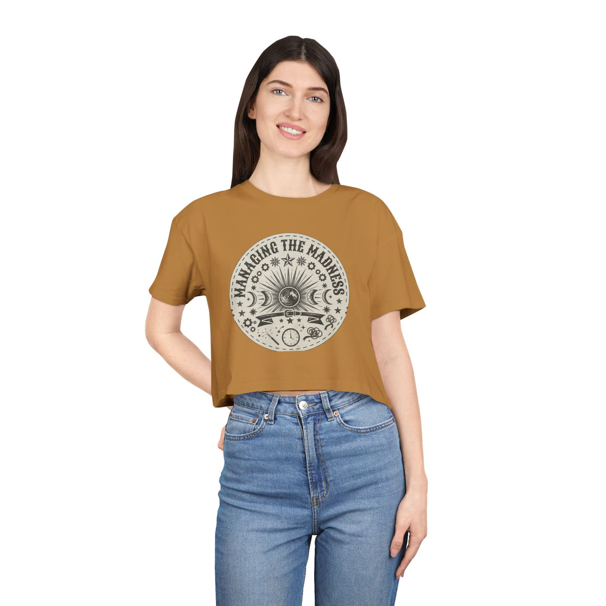Moon Phases Mandala Crop Tee | Astrological Celestial Design