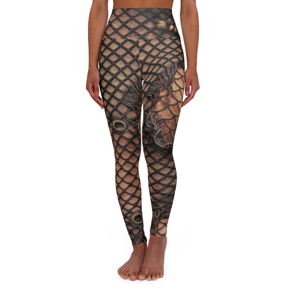 Netted Fishnet Pattern Tattoo Print Leggings