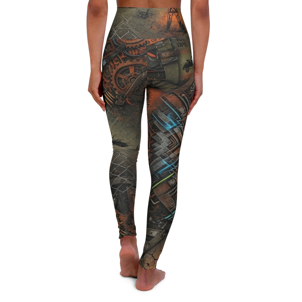 Tribal Geometric Steampunk Pattern High Waisted Leggings | All-Over Print