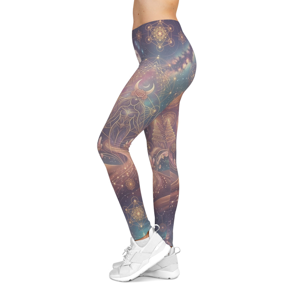Celestial Sacred Geometry Leggings | Cosmic Moon AOP