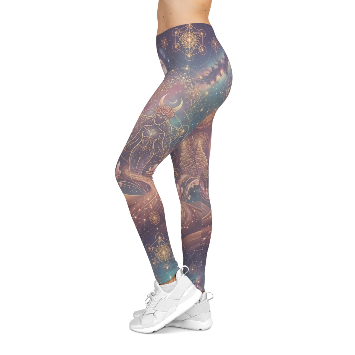 Celestial Sacred Geometry Leggings | Cosmic Moon AOP