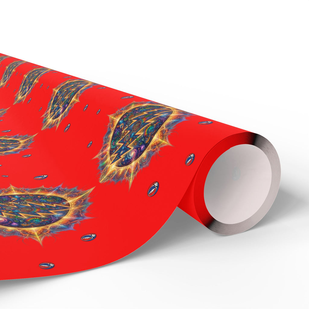 Deadhead Stars Wrapping Paper | Red Holiday Roll, grateful dead inspired