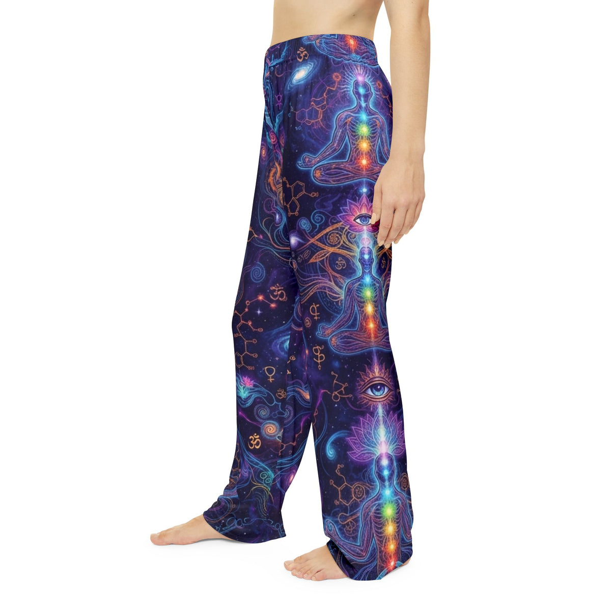 Cosmic Chakra Pattern Pajama Pants | Psychedelic Galaxy Loungewear All Over Print Trippy Sleep Bottoms