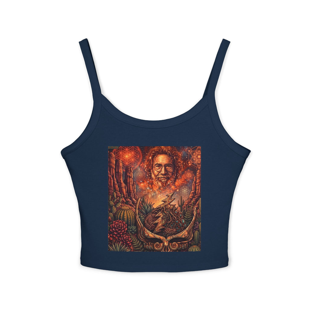 Vintage Psychedelic Portrait Spaghetti Tank Top | Retro Surreal Nature Art