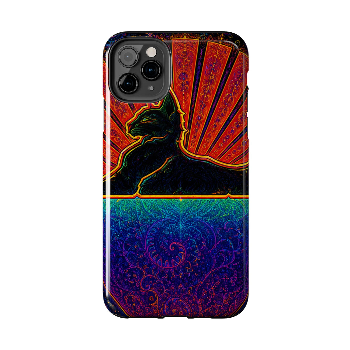 Grateful Dead Cat Sunset Phone Case | Psychedelic Skull, Rainbow Landscape