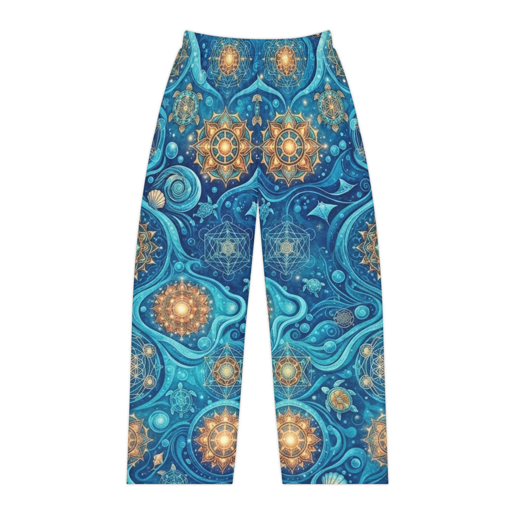 Blue Mandala Swirl Pajama Pants | Celestial Pattern Lounge