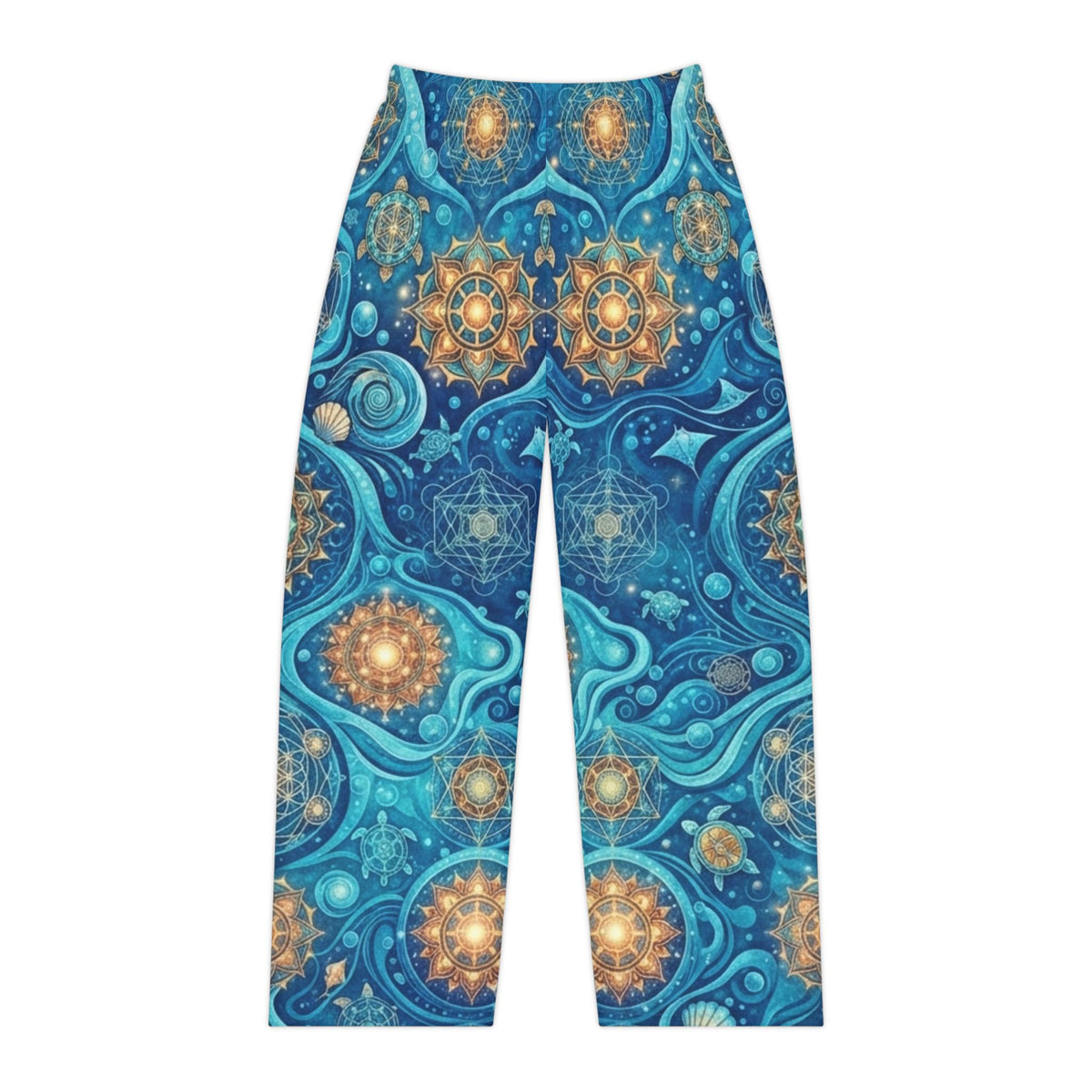 Blue Mandala Swirl Pajama Pants | Celestial Pattern Lounge