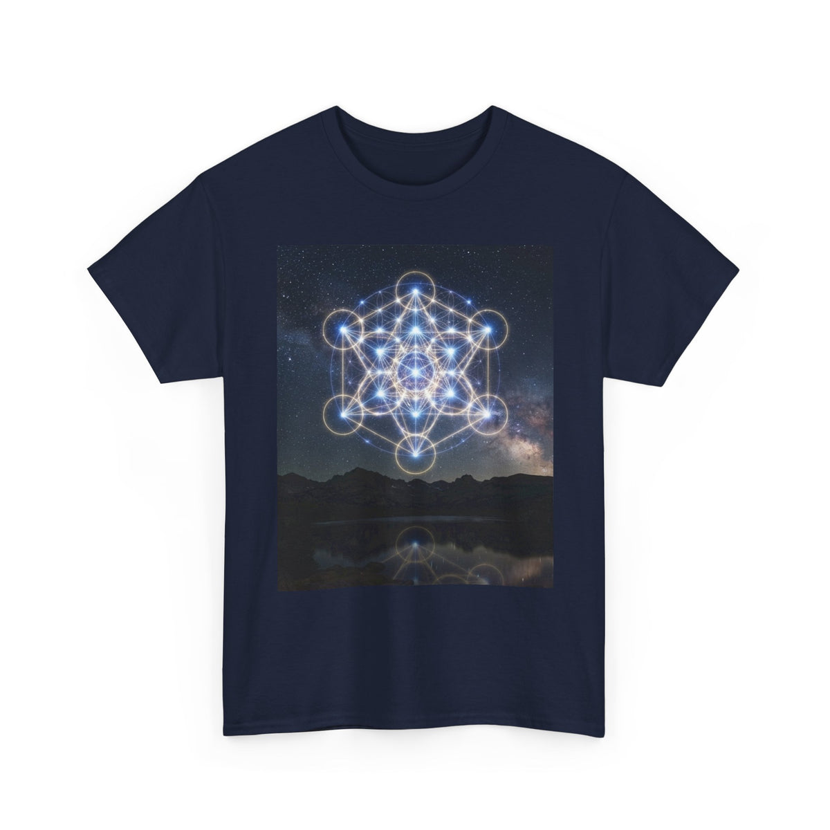 Sacred Geometry Star Pattern T-Shirt | Metatron Cube Night Sky