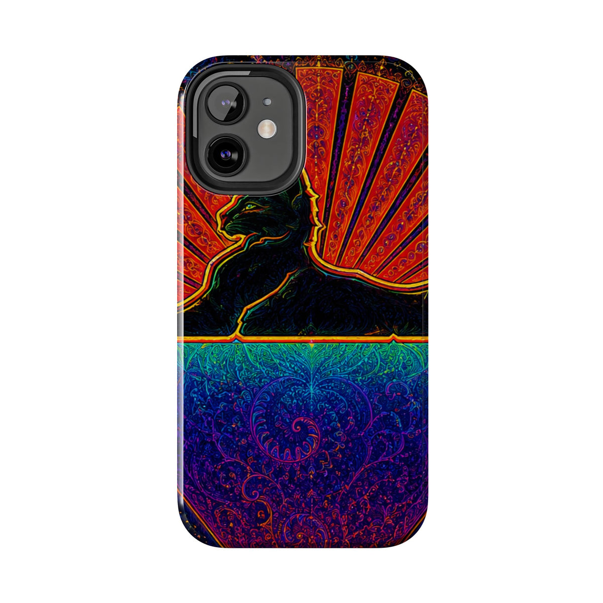 Grateful Dead Cat Sunset Phone Case | Psychedelic Skull, Rainbow Landscape