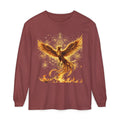 Fiery Phoenix Rising Long Sleeve | Golden Flame Bird Illustration